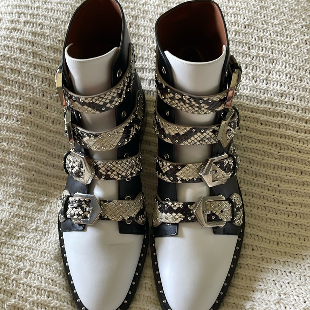 Givenchy Snake skin strap booties